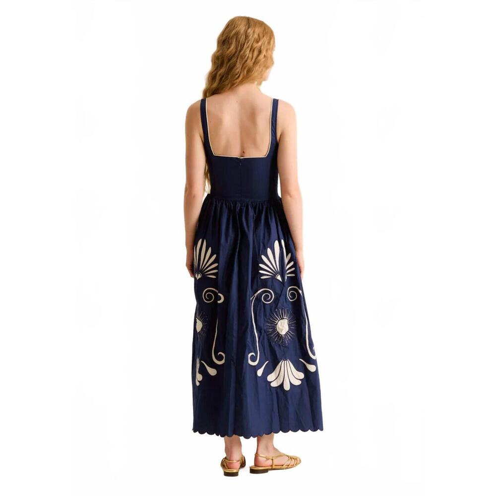 NEW CAROLINA K almara embroidered midi dress in poseidon - Picture 3 of 4